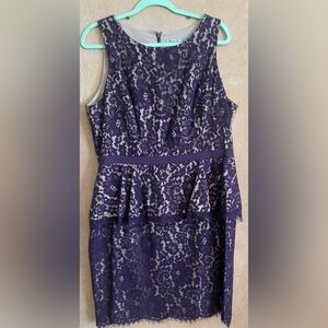 PEPLUM Eliza J PURPLE LACE DRESS Size 16  - Macy's 2010's